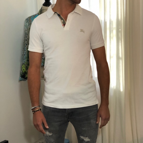 white polo burberry shirt